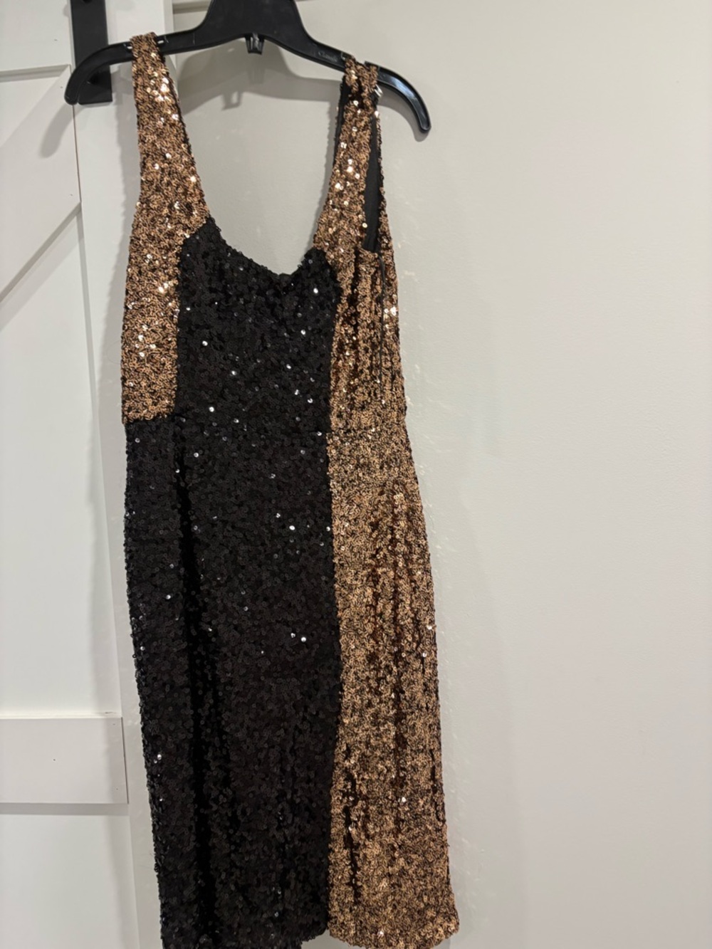 Sequin Tank Dress in Black and Gold